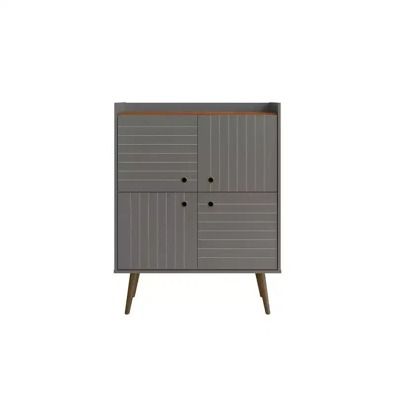 45.5" Mid-Century Modern 4-Shelf Accent Cabinet – MDF, Divided Storage