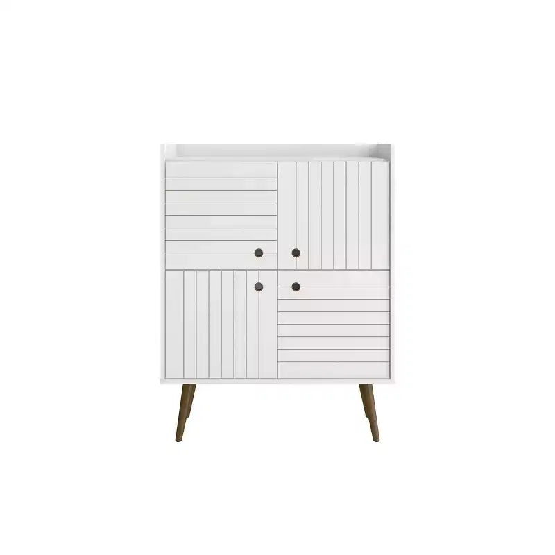 45.5" Mid-Century Modern 4-Shelf Accent Cabinet – MDF, Divided Storage