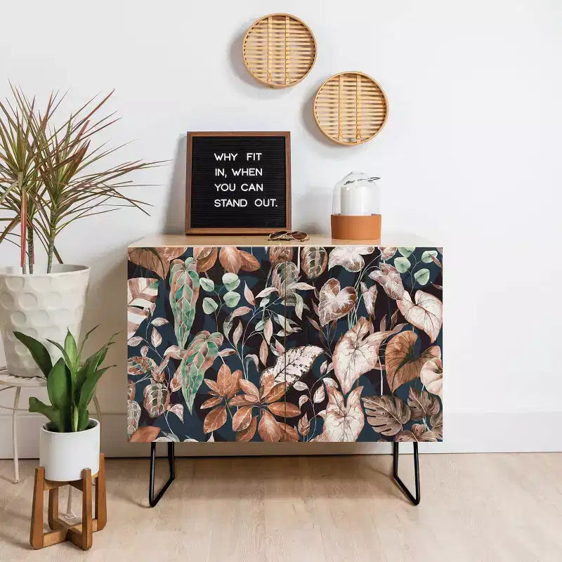 Vintage Dark Jungle Credenza
