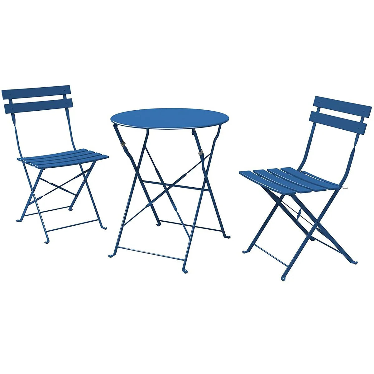Set bistro pieghevole in metallo da 3 pezzi, set conversazione resistente alle intemperie per esterni/interni, per patio, cortile, giardino