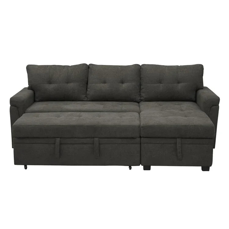 Divano componibile convertibile reversibile con letto estraibile, chaise longue con contenitore nascosto e gambe durevoli