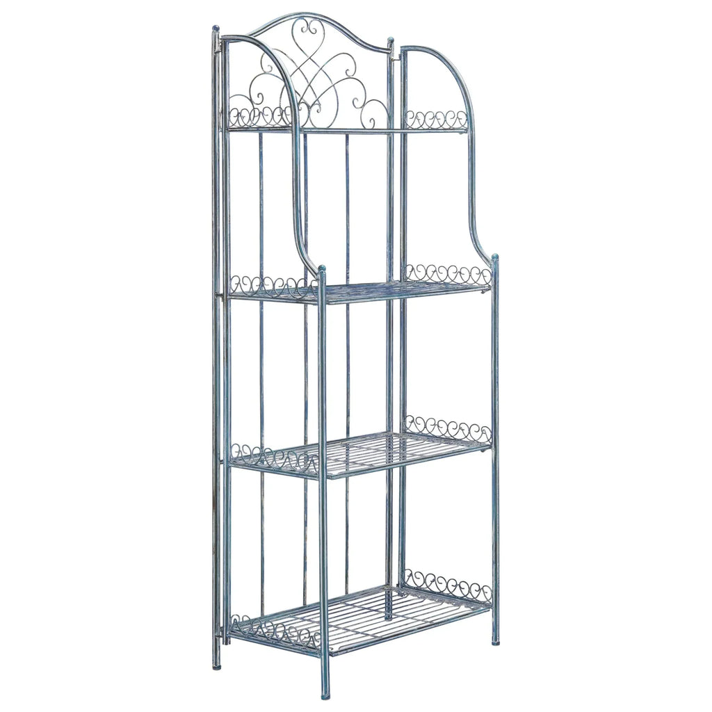 SAFAVIEH Bryn Scaffale da panettiere da esterno a 4 ripiani in ferro battuto vittoriano - 25 pollici L x 15 pollici P x 63 pollici H - 25 L x 15 P x 63 H
