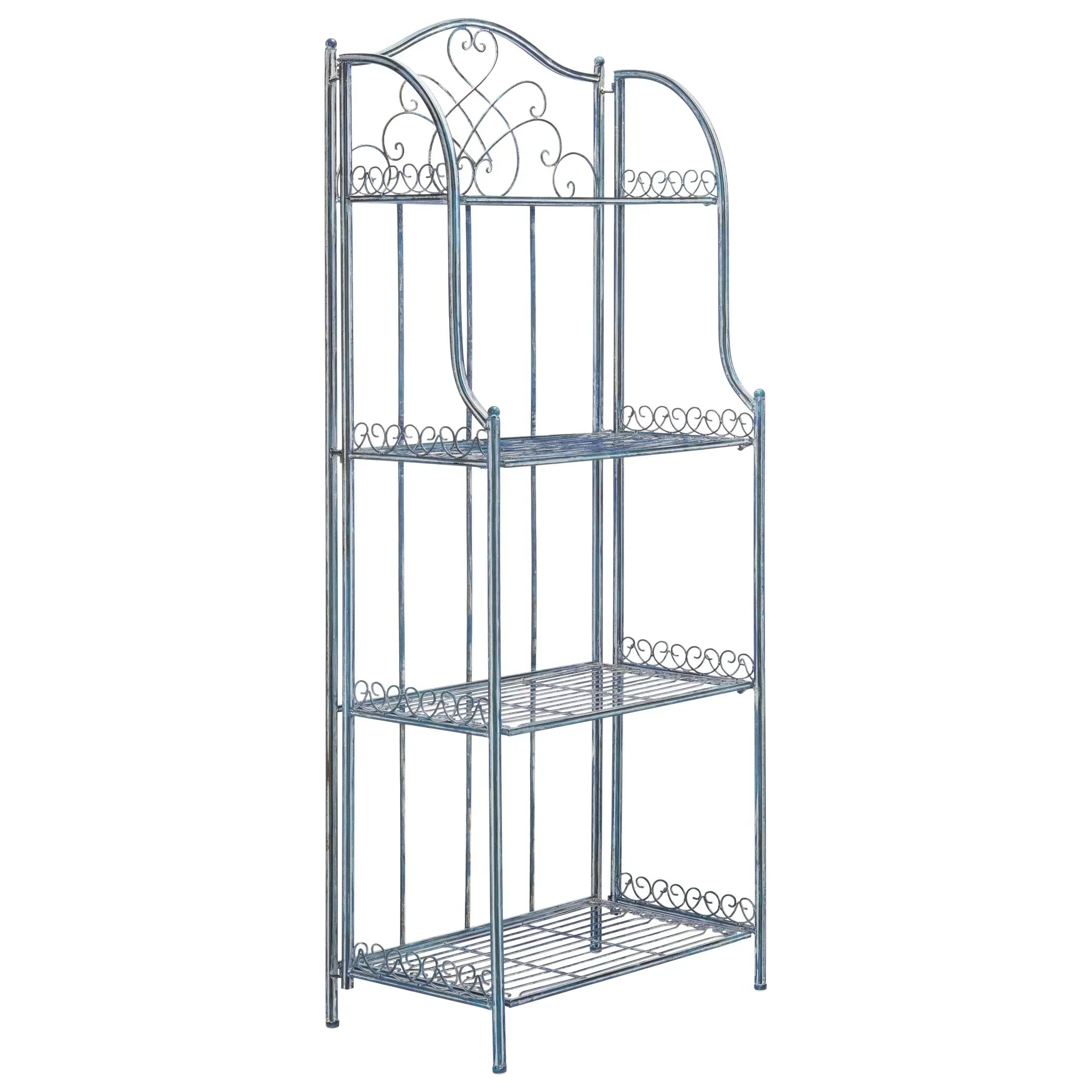 SAFAVIEH Bryn Scaffale da panettiere da esterno a 4 ripiani in ferro battuto vittoriano - 25 pollici L x 15 pollici P x 63 pollici H - 25 L x 15 P x 63 H
