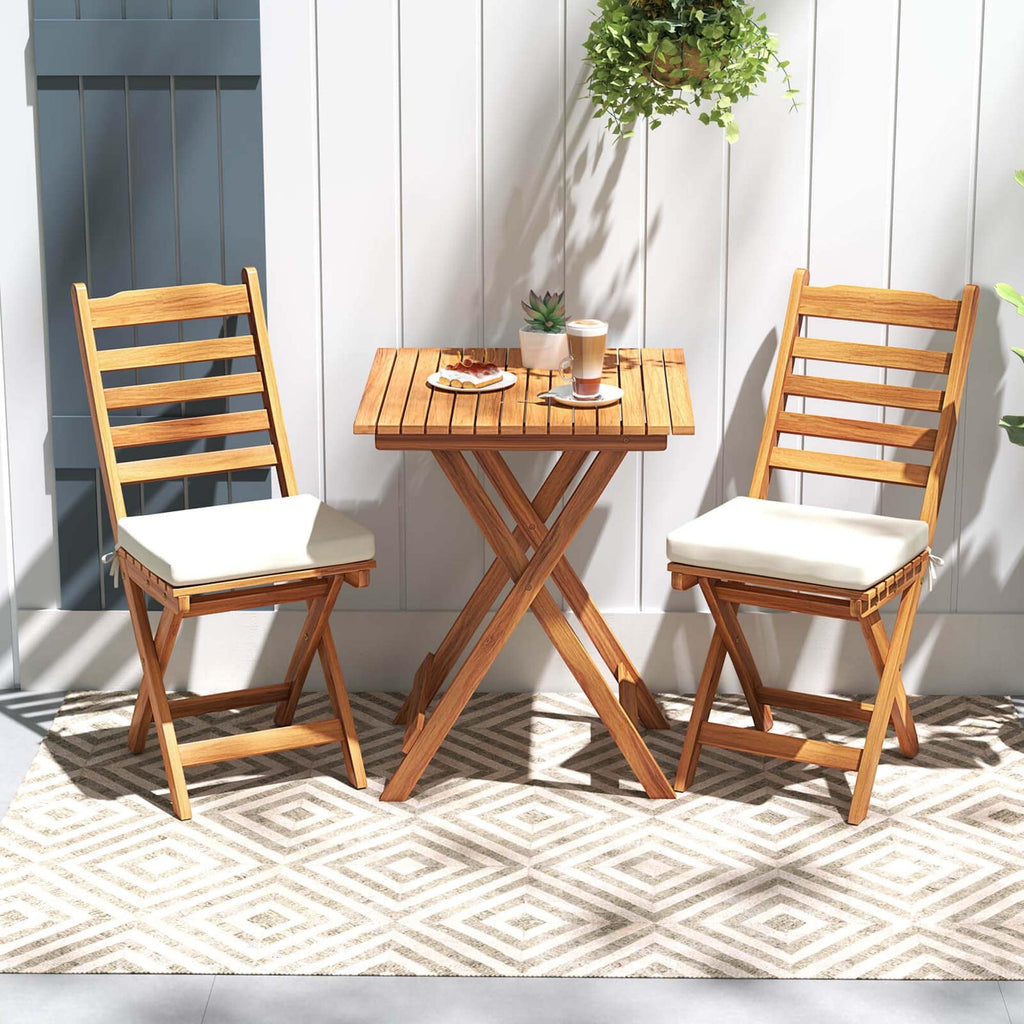 Patiojoy Set Bistro Pieghevole 3 Pezzi con Cuscini Rimovibili - Vedi Dettagli