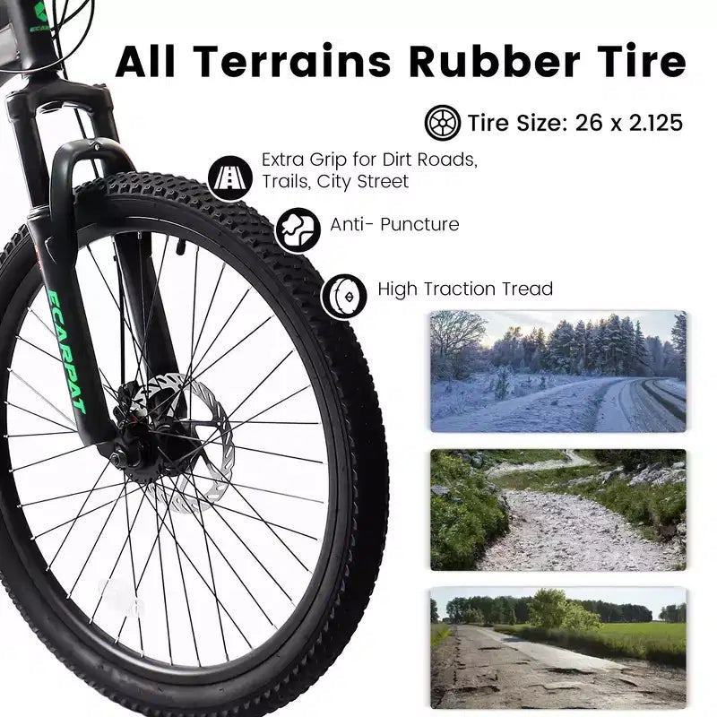 Mountain bike Okak 26" con freni a disco, bici per adulti a 21 velocità con telaio durevole e doppia sospensione posteriore, bicicletta per ciclismo urbano