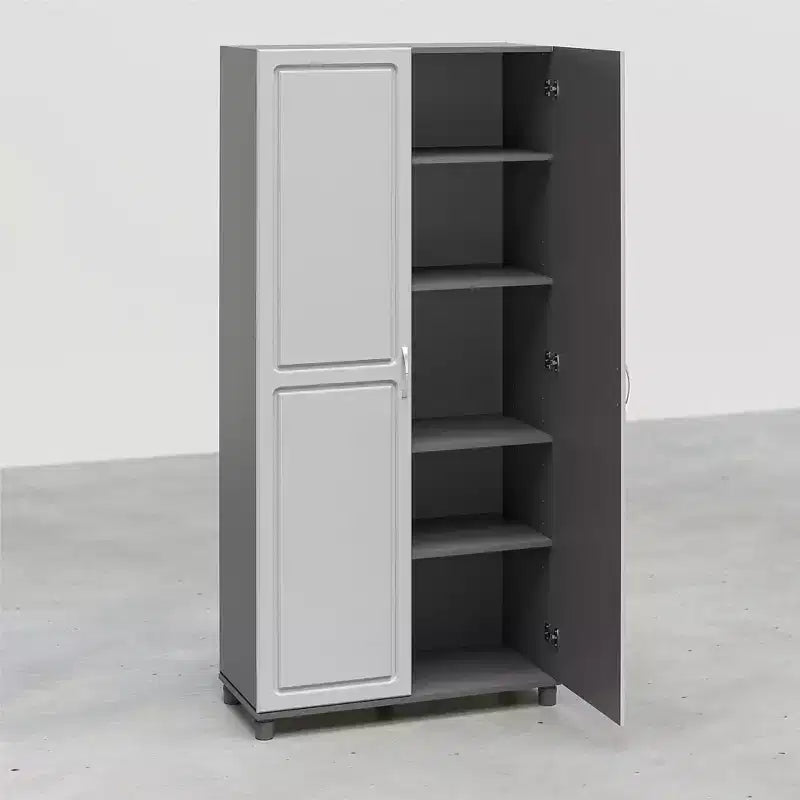 36" Wide Tall Utility Storage Cabinet – White, 5 Adjustable Shelves, Soft-Close Doors