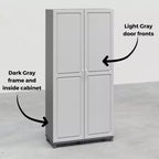 36" Wide Tall Utility Storage Cabinet – White, 5 Adjustable Shelves, Soft-Close Doors
