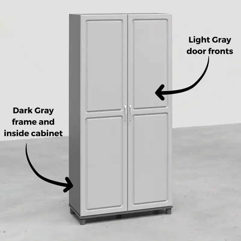 36" Wide Tall Utility Storage Cabinet – White, 5 Adjustable Shelves, Soft-Close Doors