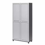 36" Wide Tall Utility Storage Cabinet – White, 5 Adjustable Shelves, Soft-Close Doors
