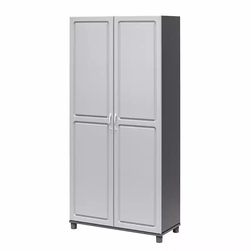 36" Wide Tall Utility Storage Cabinet – White, 5 Adjustable Shelves, Soft-Close Doors