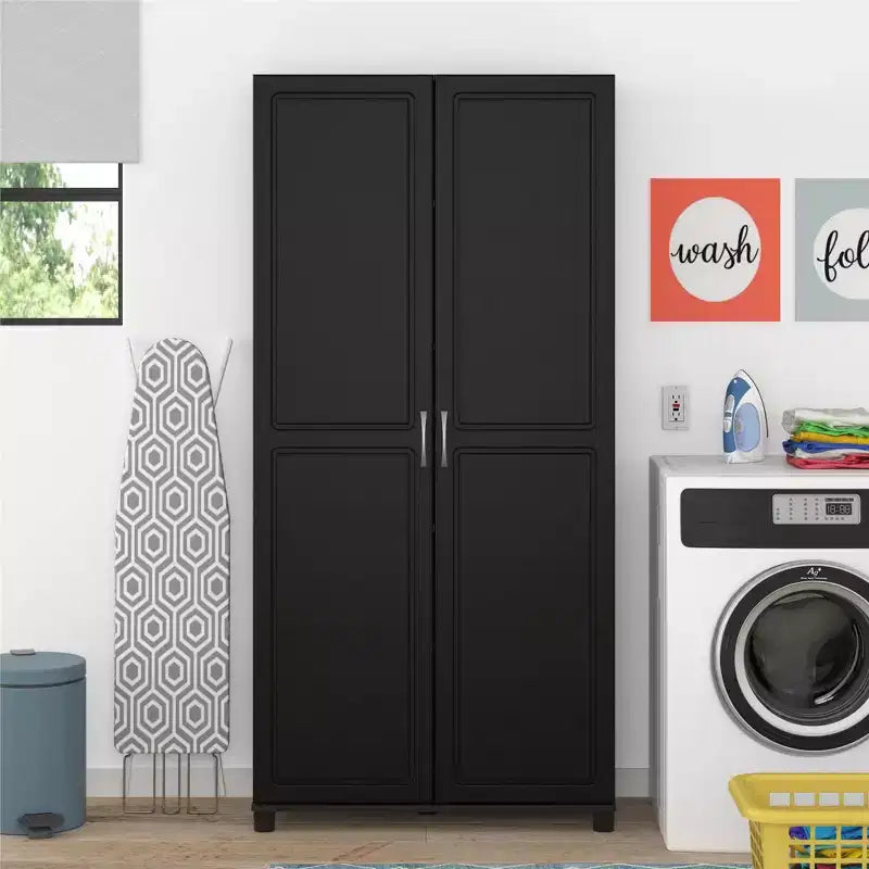 36" Wide Tall Utility Storage Cabinet – White, 5 Adjustable Shelves, Soft-Close Doors