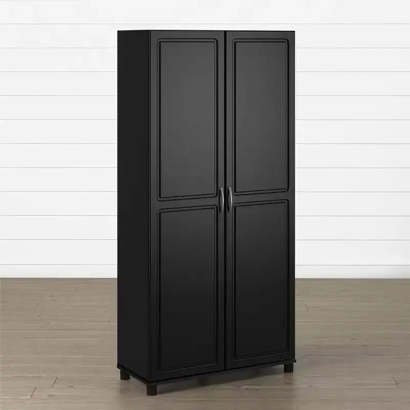 36" Wide Tall Utility Storage Cabinet – White, 5 Adjustable Shelves, Soft-Close Doors