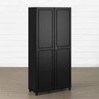 36" Wide Tall Utility Storage Cabinet – White, 5 Adjustable Shelves, Soft-Close Doors