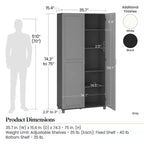 36" Wide Tall Utility Storage Cabinet – White, 5 Adjustable Shelves, Soft-Close Doors