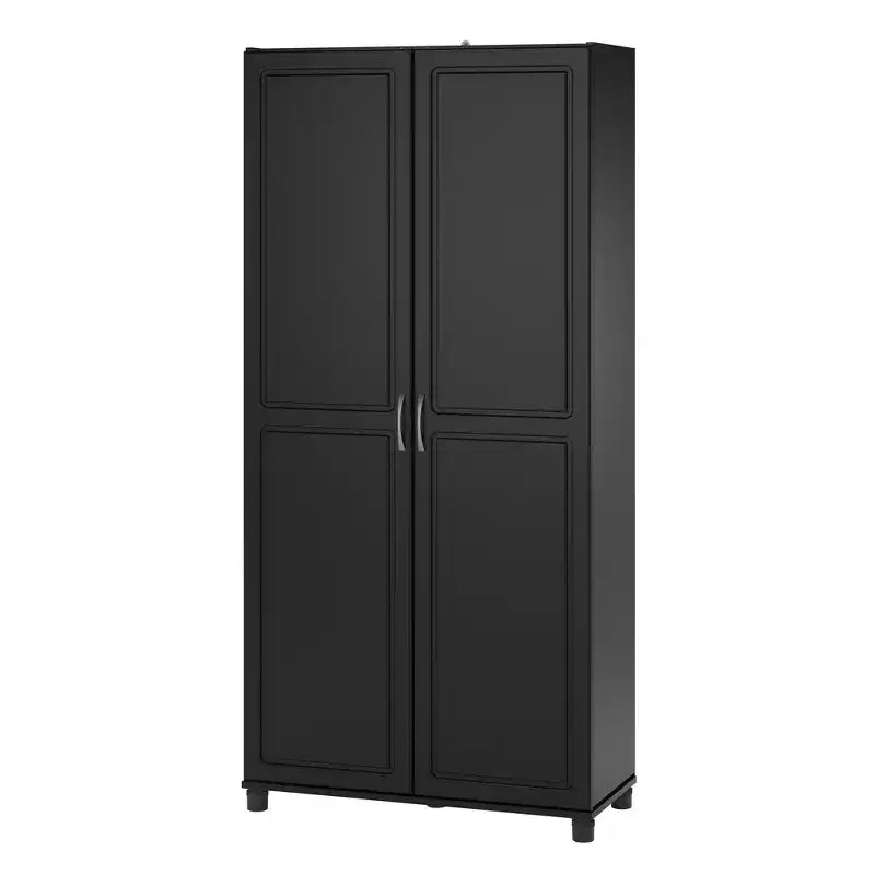 36" Wide Tall Utility Storage Cabinet – White, 5 Adjustable Shelves, Soft-Close Doors