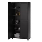 36" Wide Tall Utility Storage Cabinet – White, 5 Adjustable Shelves, Soft-Close Doors