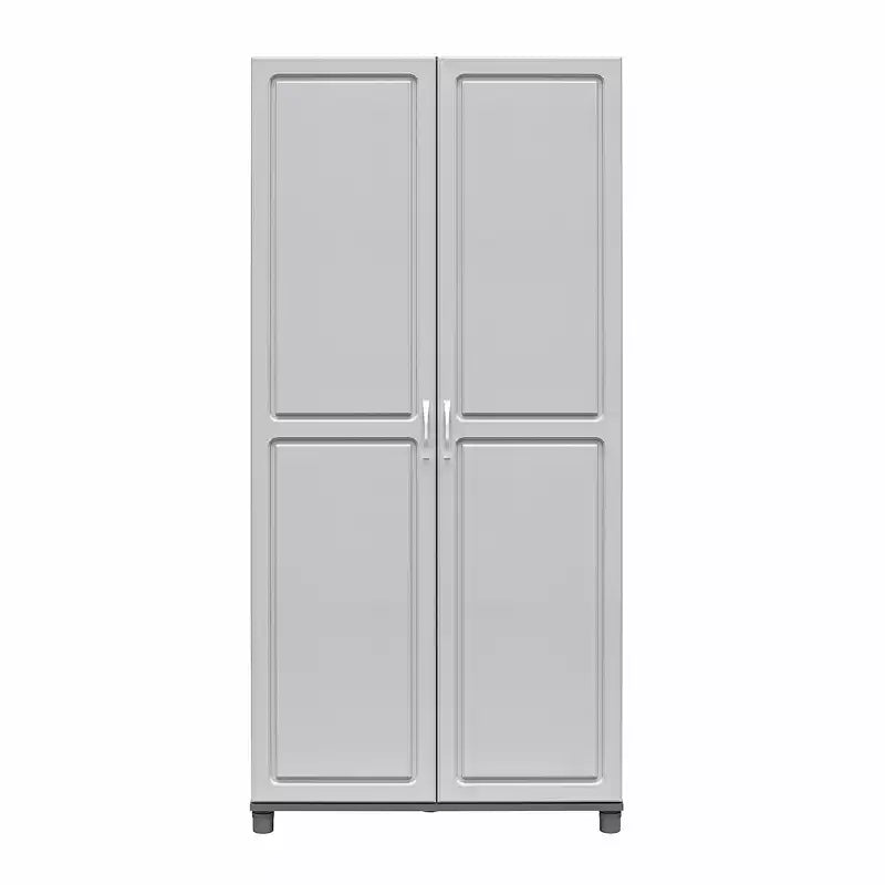 36" Wide Tall Utility Storage Cabinet – White, 5 Adjustable Shelves, Soft-Close Doors