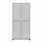 36" Wide Tall Utility Storage Cabinet – White, 5 Adjustable Shelves, Soft-Close Doors