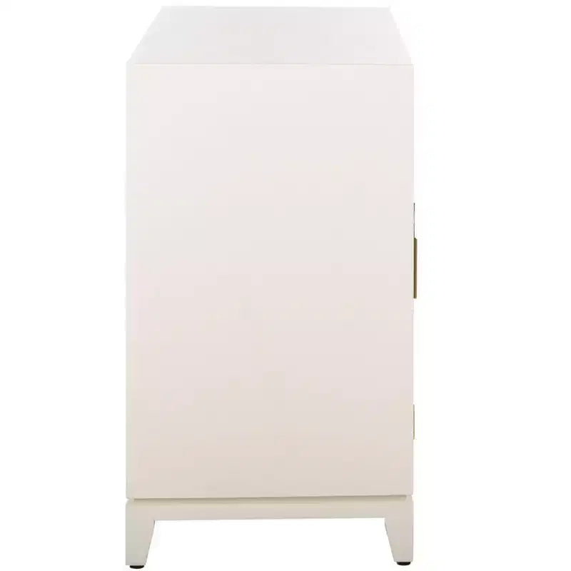 2-Door 1-Drawer Accent Chest – White Finish with Brass Handles