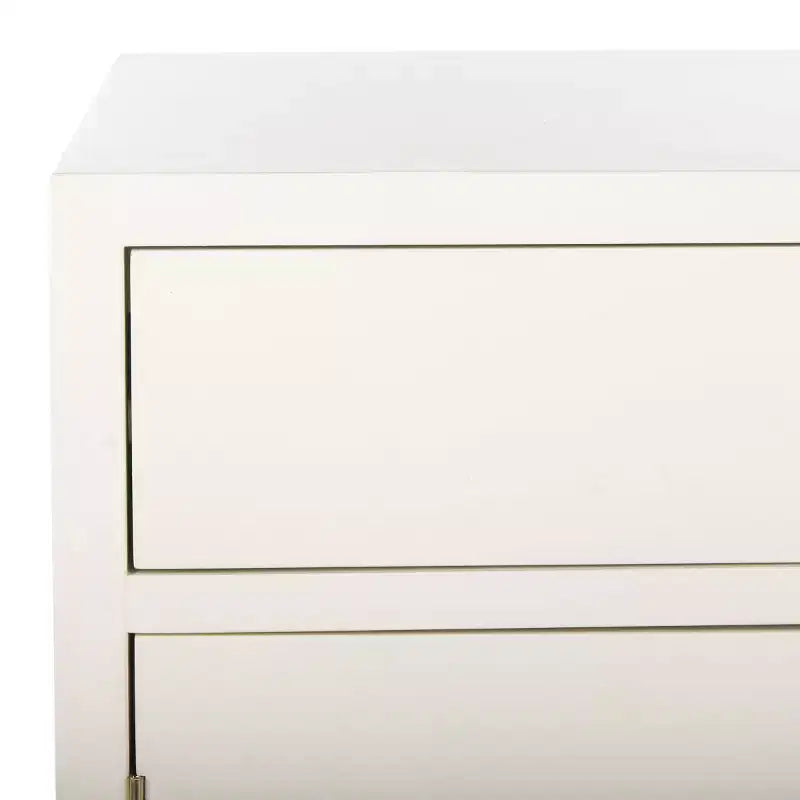 2-Door 1-Drawer Accent Chest – White Finish with Brass Handles