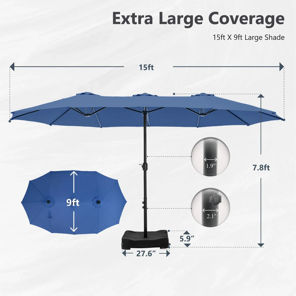 MAISON ARTS Ombrellone Doppio da 4,5 m, Extra Large, per Patio, con Base Inclusa