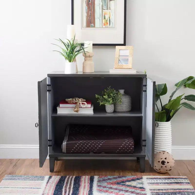 Solid Wood 2 Doors and 2 Shelves Accent Cabinet