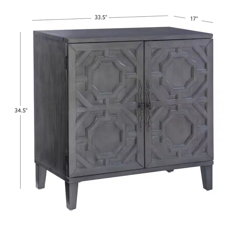Solid Wood 2 Doors and 2 Shelves Accent Cabinet