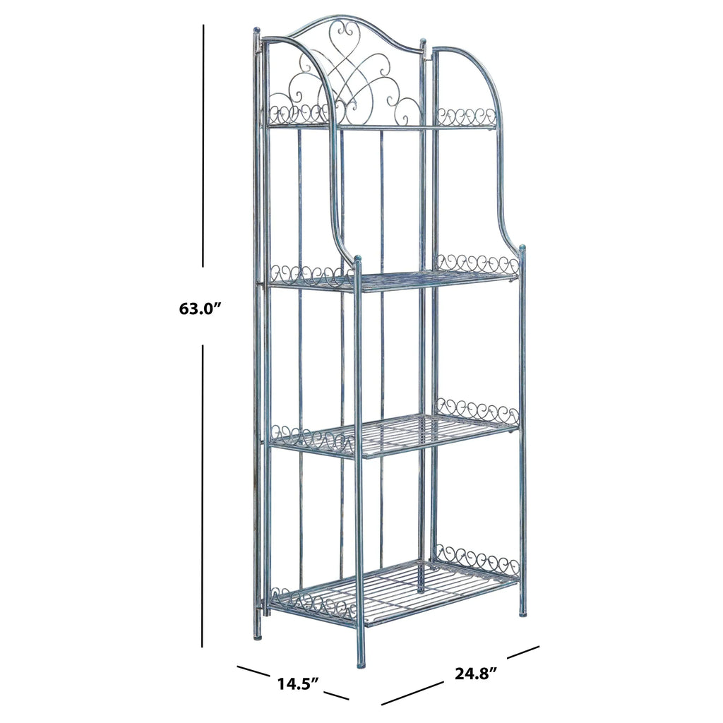 SAFAVIEH Bryn Scaffale da panettiere da esterno a 4 ripiani in ferro battuto vittoriano - 25 pollici L x 15 pollici P x 63 pollici H - 25 L x 15 P x 63 H