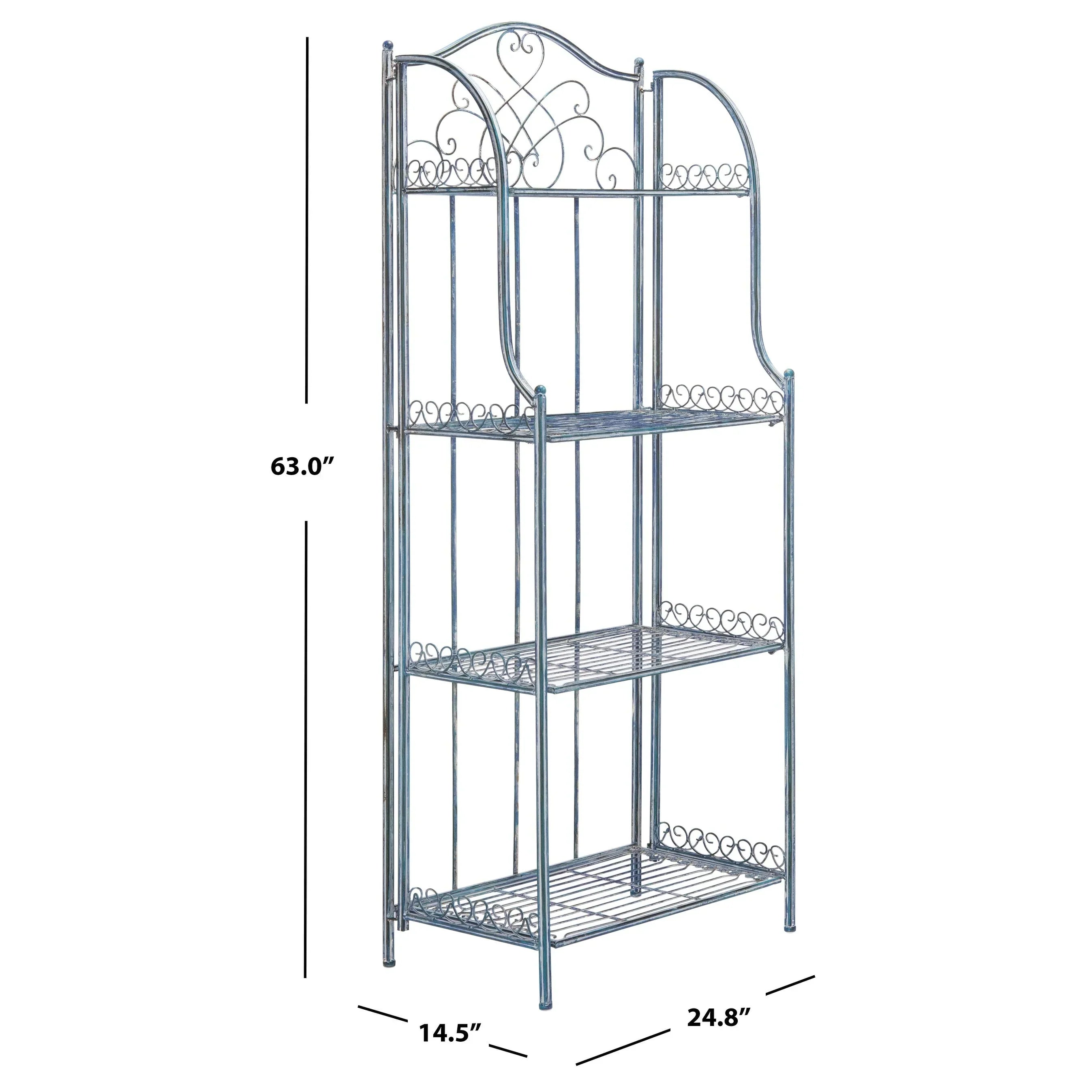 SAFAVIEH Bryn Scaffale da panettiere da esterno a 4 ripiani in ferro battuto vittoriano - 25 pollici L x 15 pollici P x 63 pollici H - 25 L x 15 P x 63 H