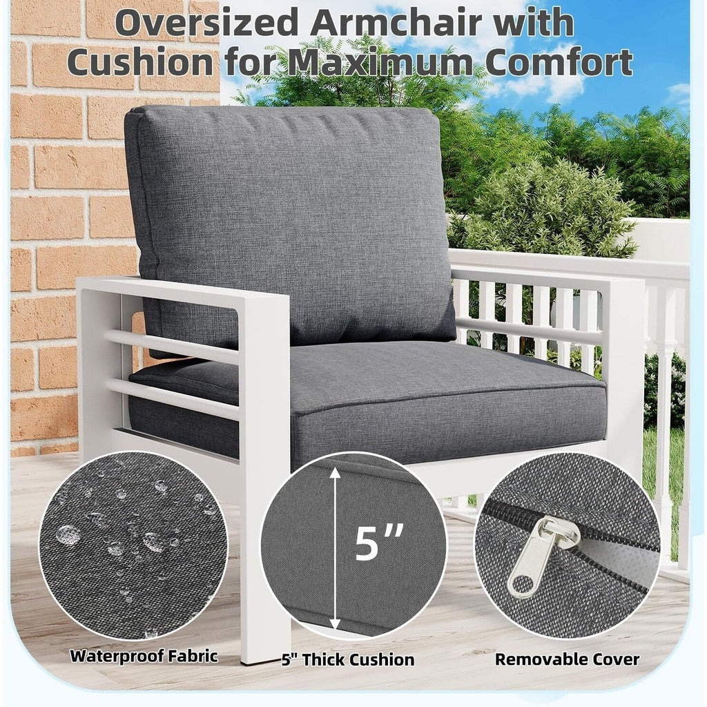 AECOJOY Set di mobili da giardino a 7 pezzi in alluminio Set da conversazione per esterni