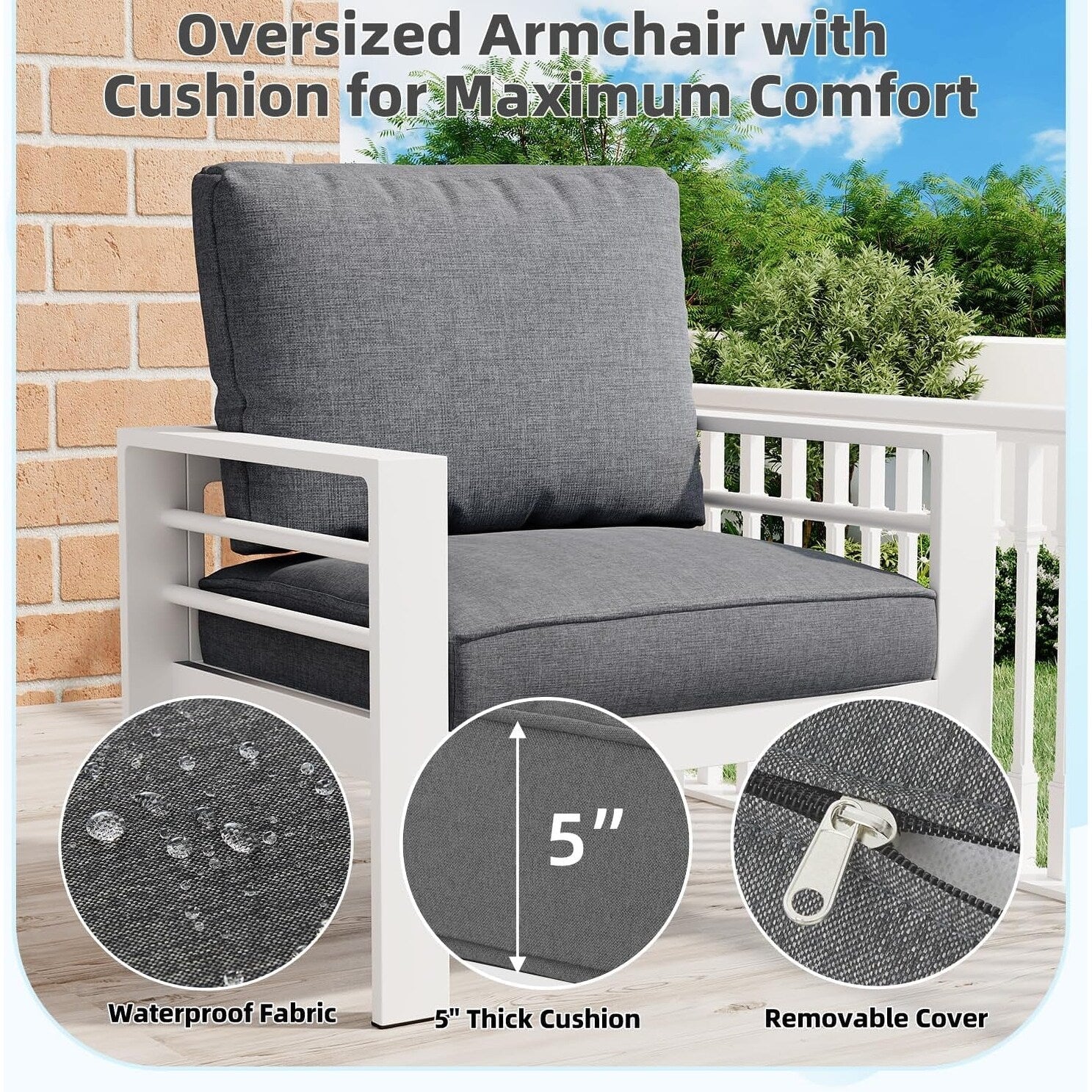 AECOJOY Set di mobili da giardino a 7 pezzi in alluminio Set da conversazione per esterni