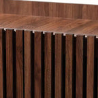 Mid-Century Modern Walnut Wood Shoe Cabinet – 8 Shelves, Slatted Doors
