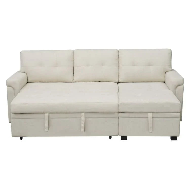 Divano componibile convertibile reversibile con letto estraibile, chaise longue con contenitore nascosto e gambe durevoli