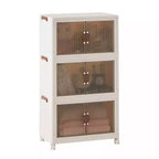 Foldable Stackable Storage Bins with Lockable Wheels – White Plastic Organizer