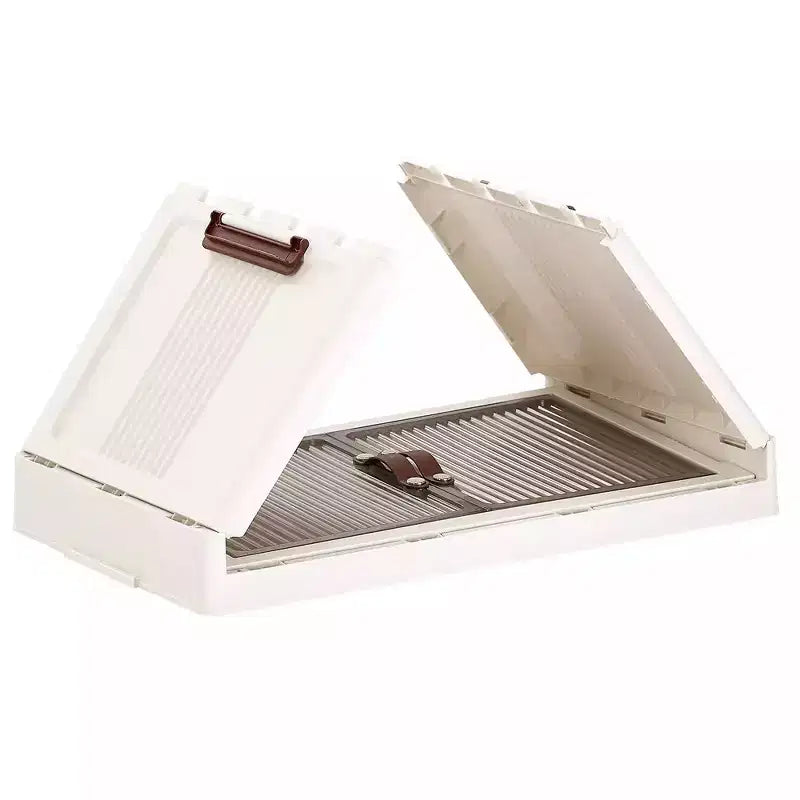 Foldable Stackable Storage Bins with Lockable Wheels – White Plastic Organizer