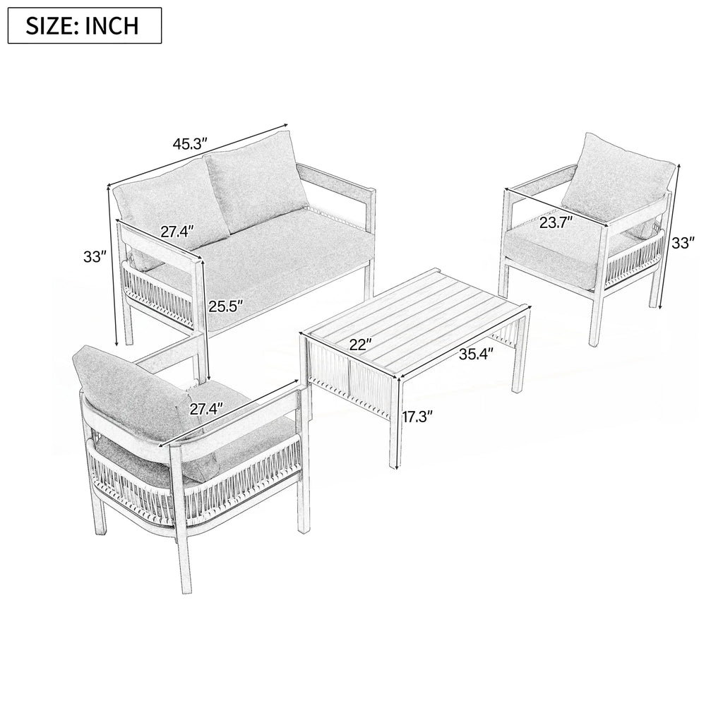 Set divano da esterno 4 pezzi