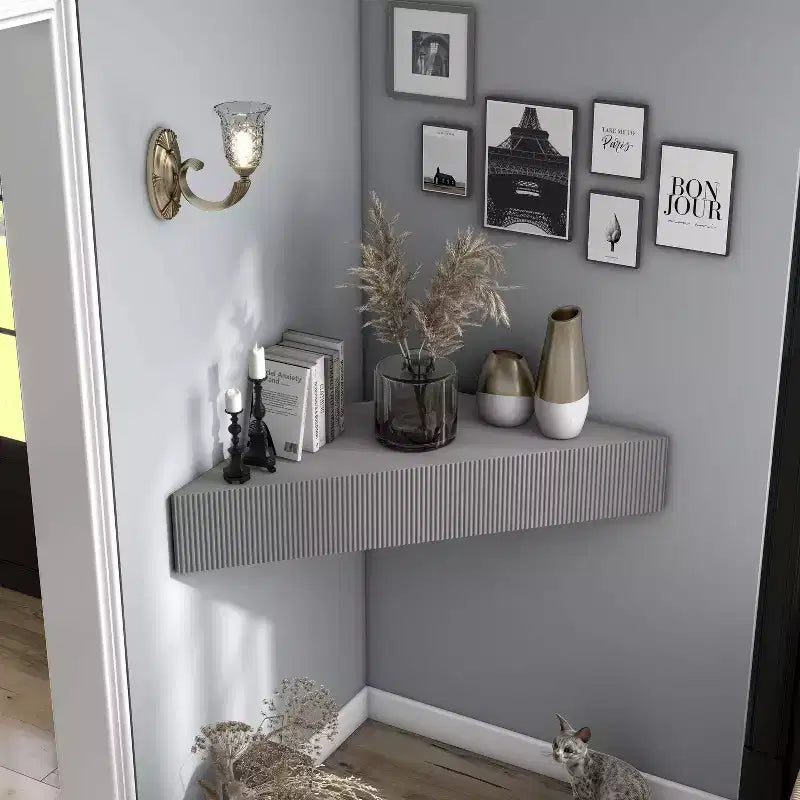HOMES: Inside + Out  Mid-Century Modern 3 Shelf Corner Floating Console TV Stand for TVs up to 50"