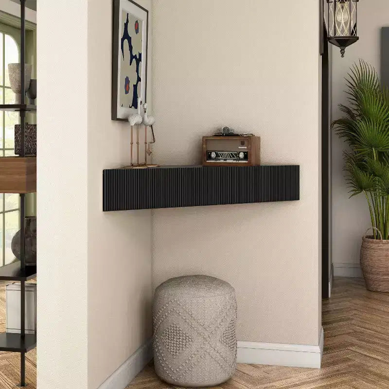 HOMES: Inside + Out  Mid-Century Modern 3 Shelf Corner Floating Console TV Stand for TVs up to 50"