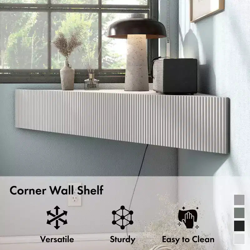HOMES: Inside + Out  Mid-Century Modern 3 Shelf Corner Floating Console TV Stand for TVs up to 50"