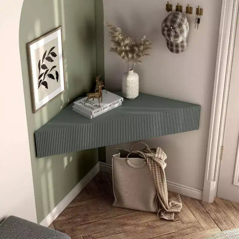 HOMES: Inside + Out  Mid-Century Modern 3 Shelf Corner Floating Console TV Stand for TVs up to 50"