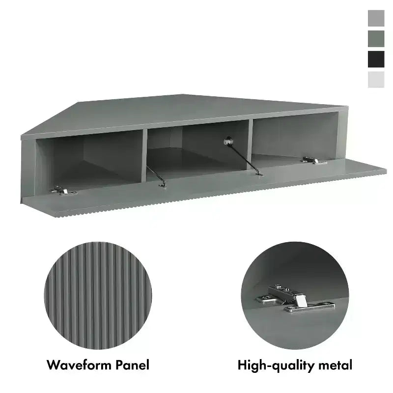 HOMES: Inside + Out  Mid-Century Modern 3 Shelf Corner Floating Console TV Stand for TVs up to 50"