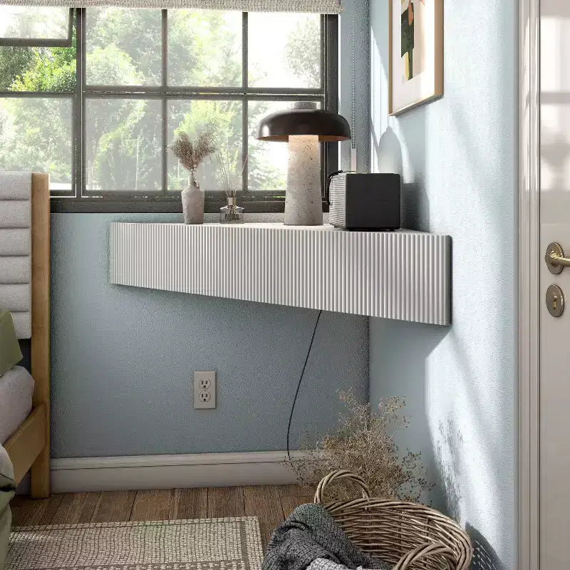 HOMES: Inside + Out  Mid-Century Modern 3 Shelf Corner Floating Console TV Stand for TVs up to 50"