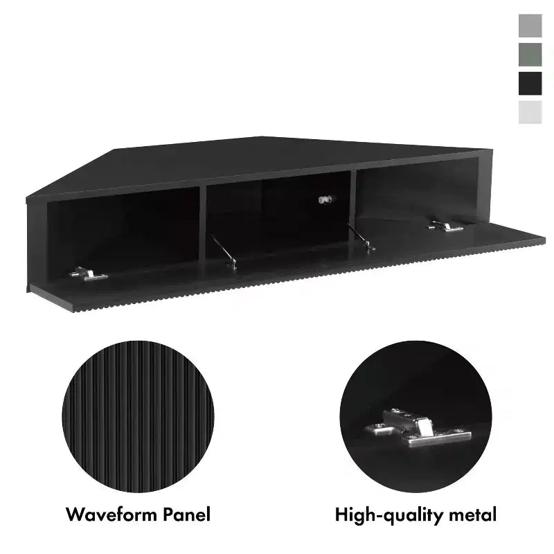 HOMES: Inside + Out  Mid-Century Modern 3 Shelf Corner Floating Console TV Stand for TVs up to 50"