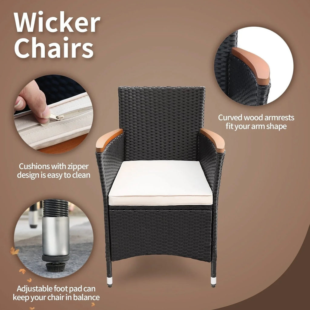 Set da pranzo per esterni Lacoo in polyrattan e legno di acacia