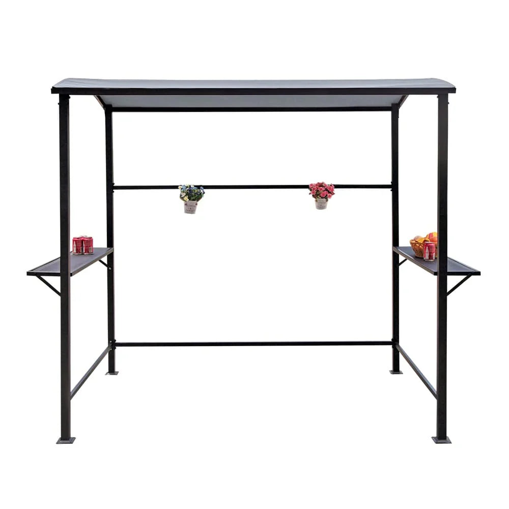 Gazebo da esterno con struttura in acciaio 1,5 x 2,4 m con tettoia per barbecue