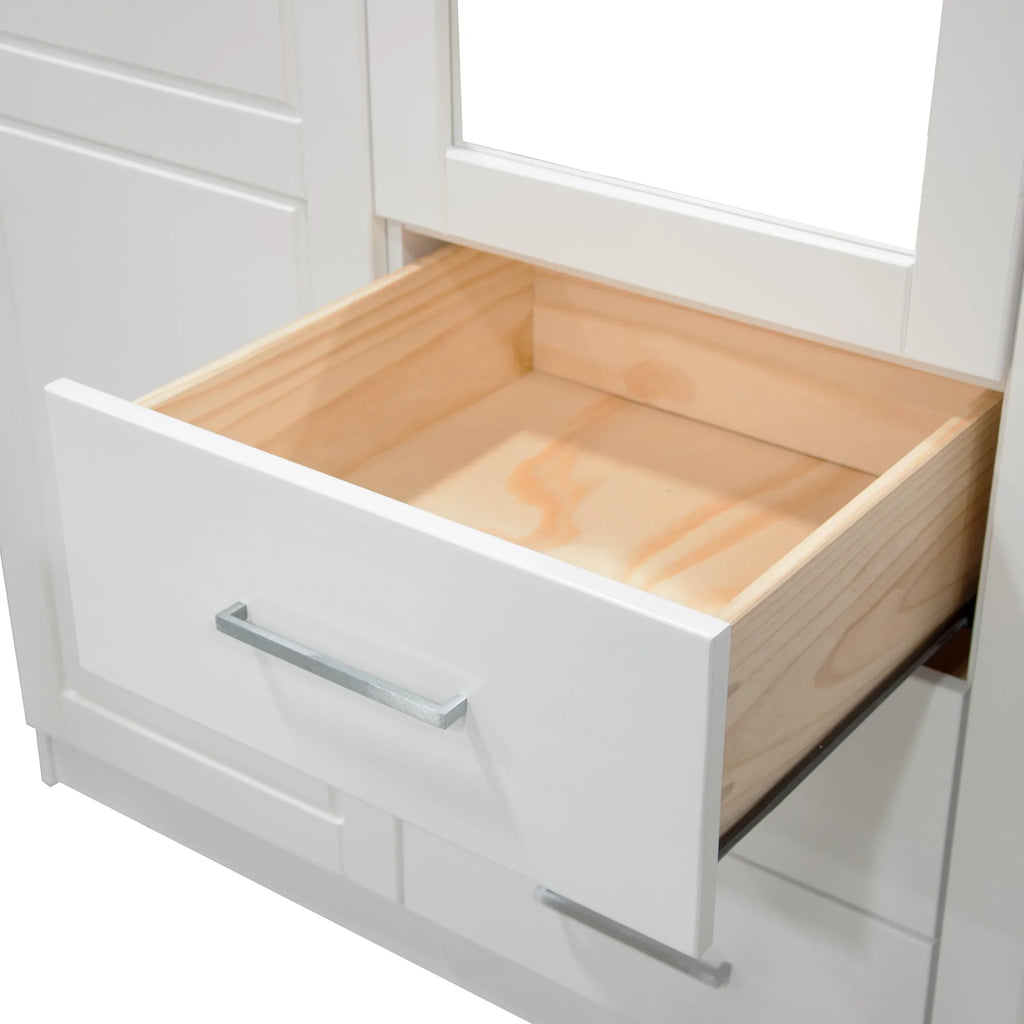 Palace Imports Armadio a 3 ante Cosmo 100% legno massello con ante in legno massello o a specchio
