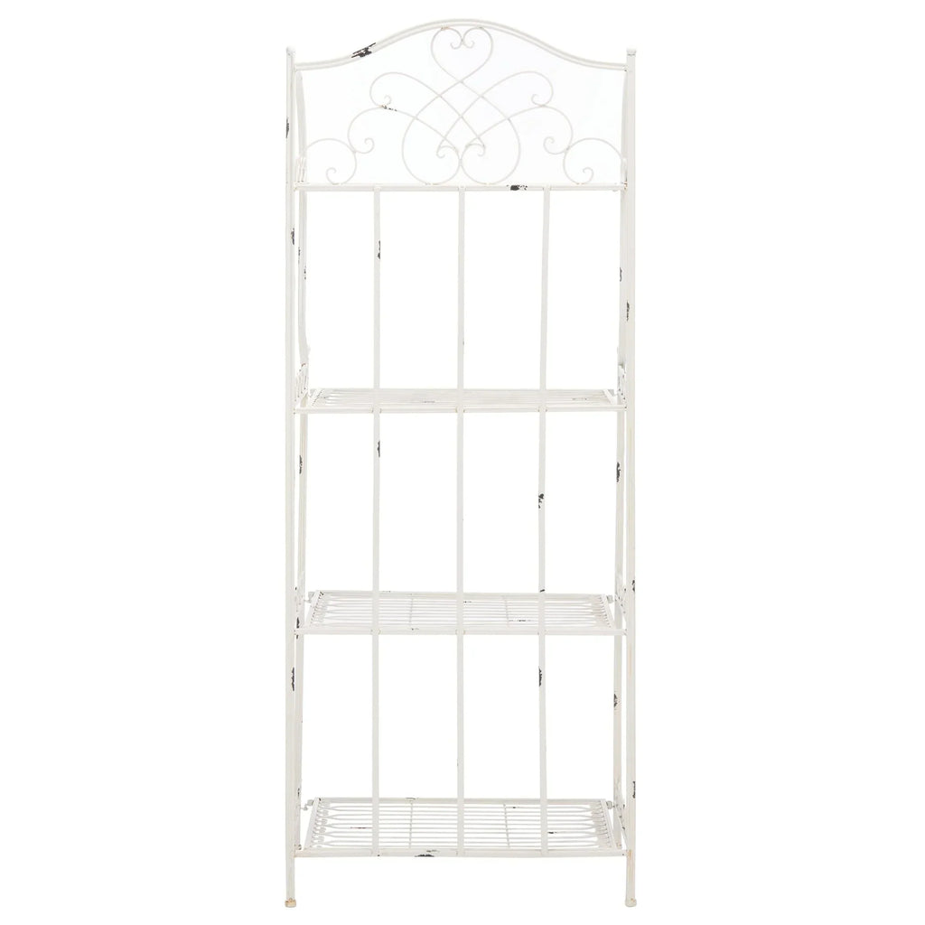 SAFAVIEH Bryn Scaffale da panettiere da esterno a 4 ripiani in ferro battuto vittoriano - 25 pollici L x 15 pollici P x 63 pollici H - 25 L x 15 P x 63 H