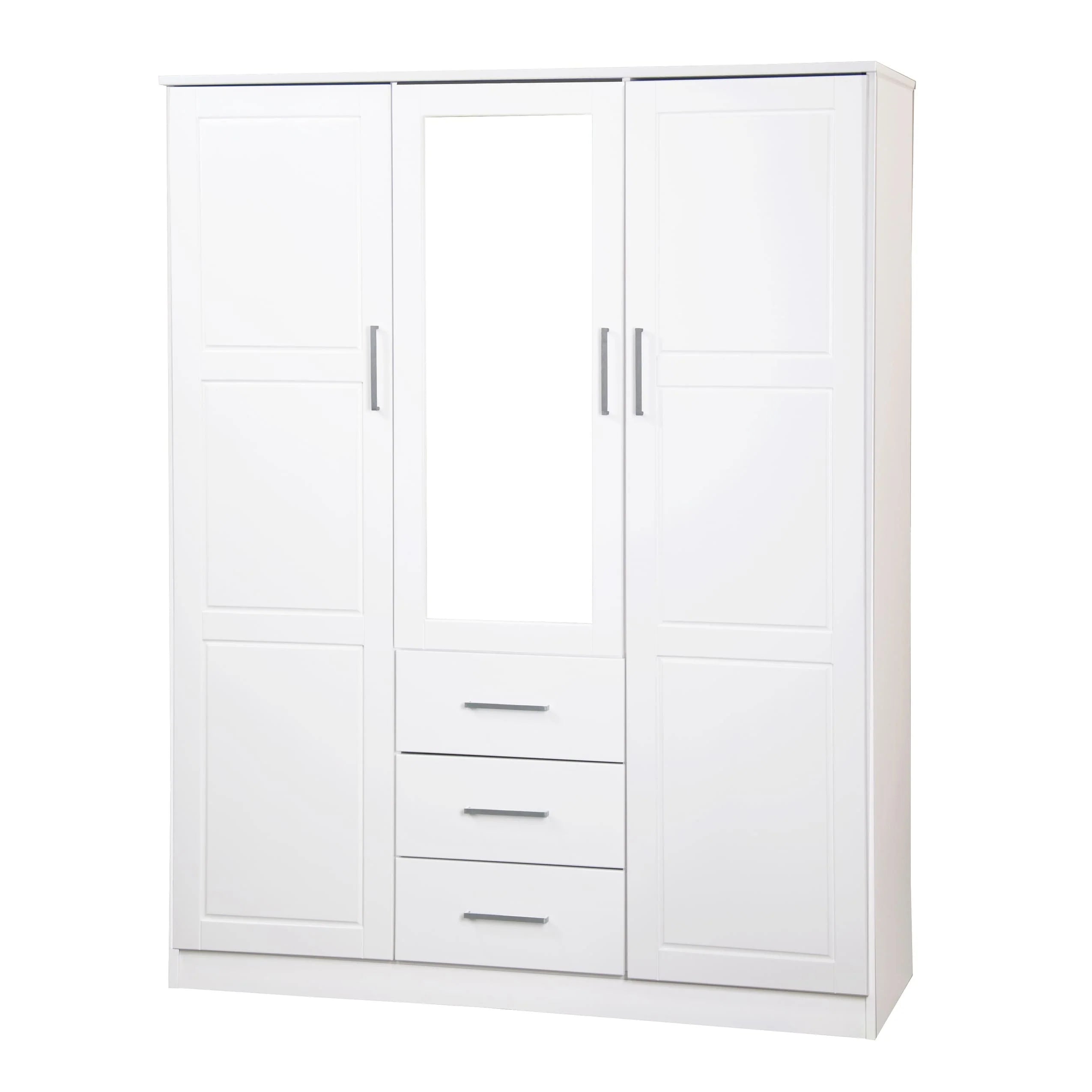 Palace Imports Armadio a 3 ante Cosmo 100% legno massello con ante in legno massello o a specchio