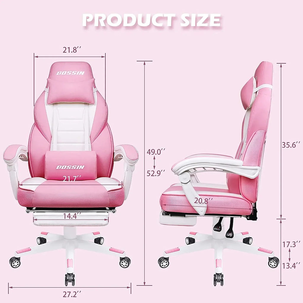 Sedia da gaming BOSSIN Racing Style, sedia da gamer per persone robuste fino a 136 kg, sedia da computer con schienale alto