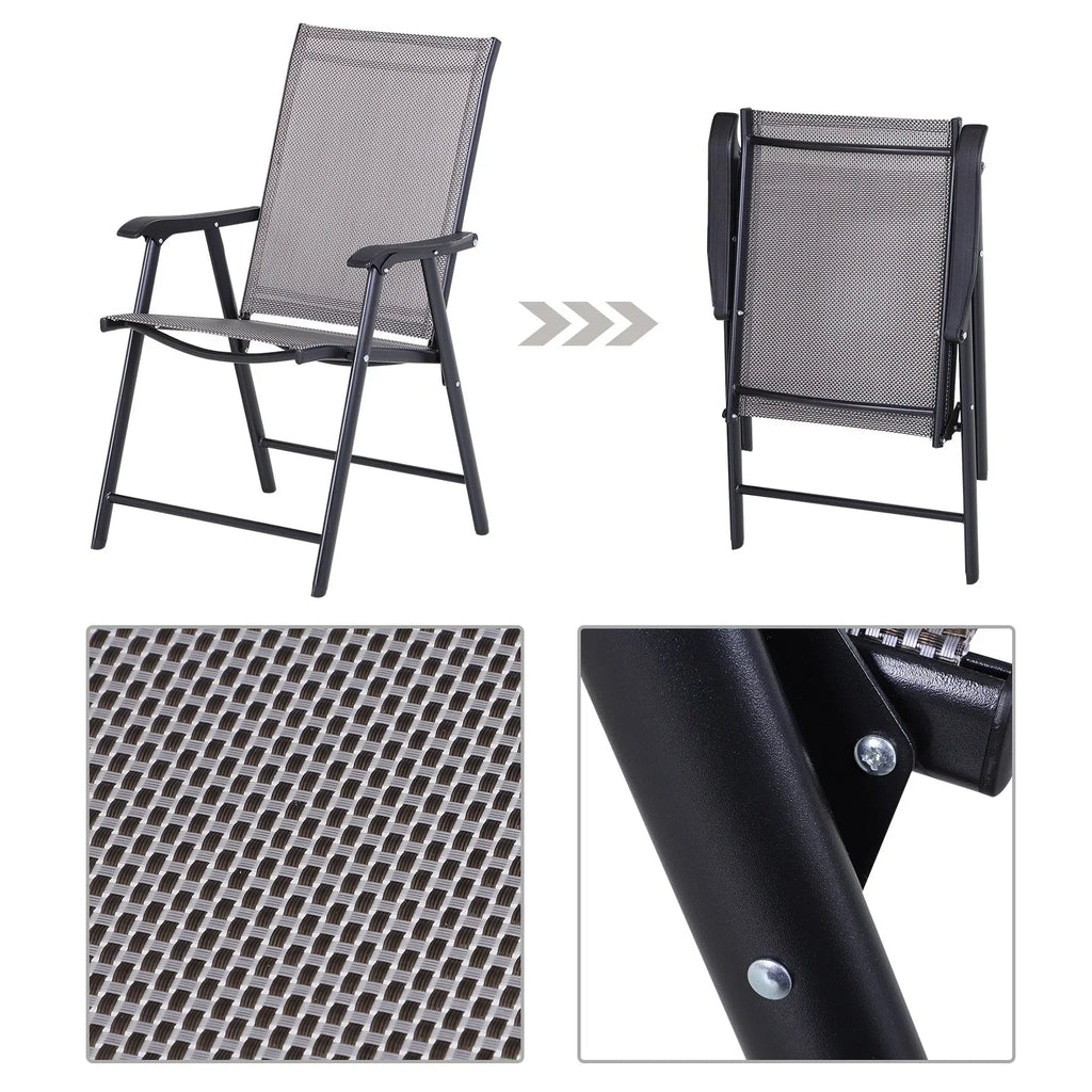 Set di 4 sedie pieghevoli Outsunny per patio, dal design semplice ed elegante, comode per terrazza, giardino, cortile e viaggio